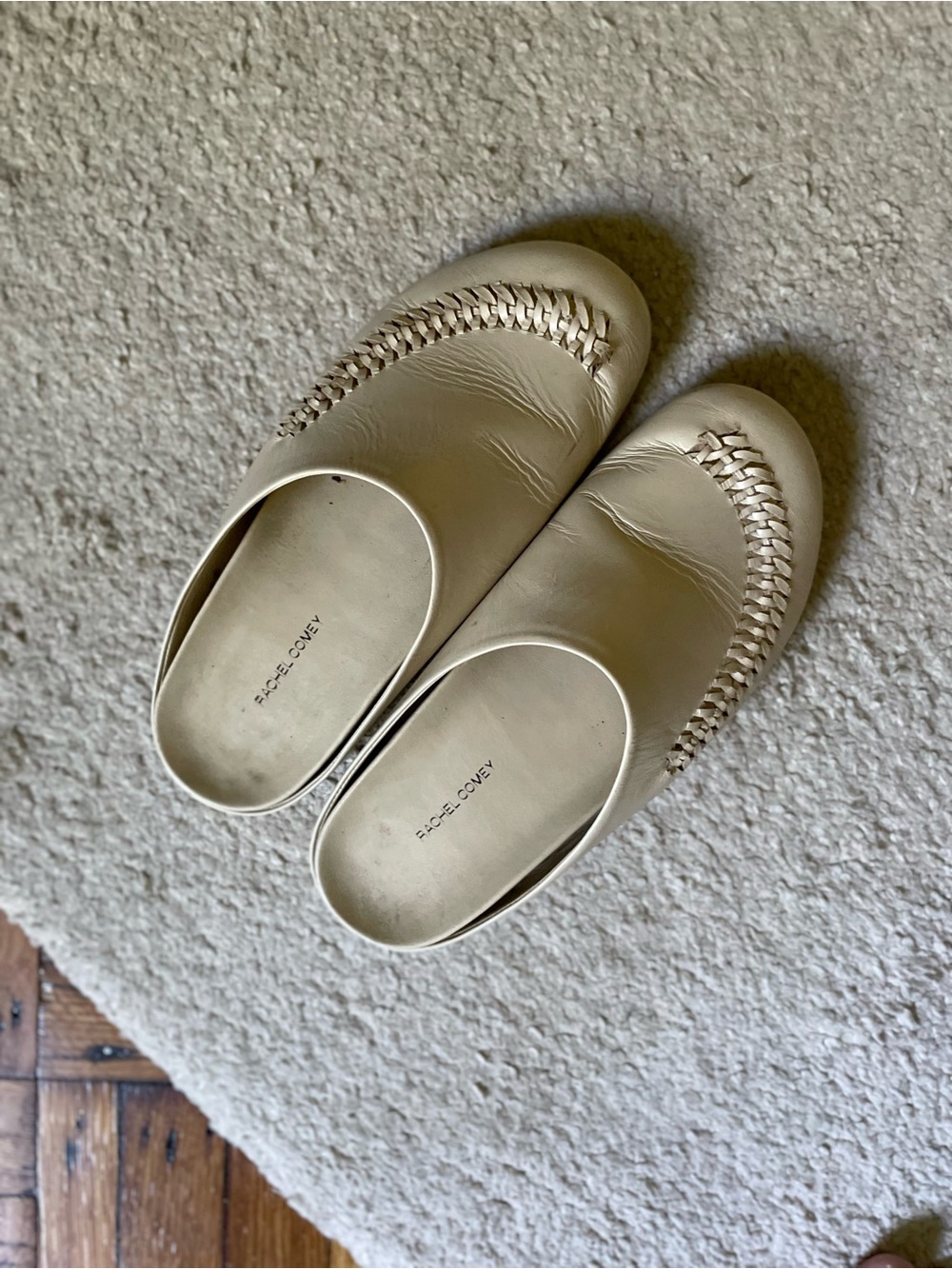 Rachel Comey Cream Woven Leather Slip-On Mules